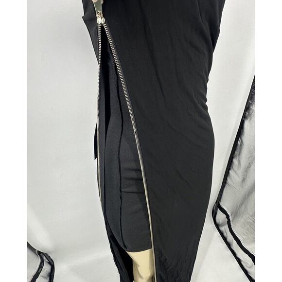 NEW BEBE XS Women Black Side ZIP One Shoulder Maxi Dress Evening Party 6-24 - Picture 2 of 9